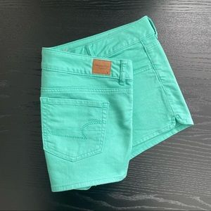 American Eagle Pastel Turquoise Denim Short Shorts